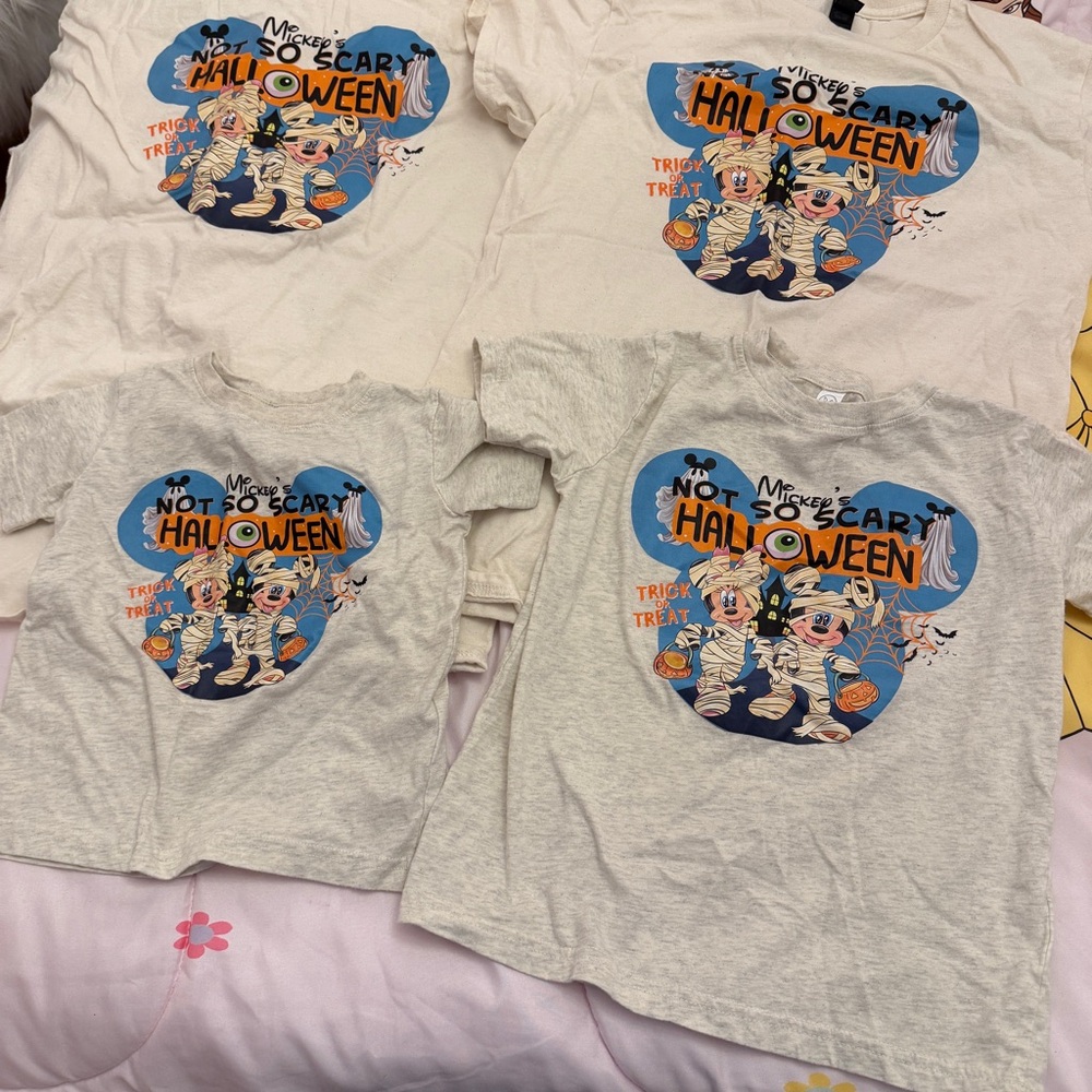 Not So Scary Halloween Graphic Tee - Light Gray with Blue & Orange Print
